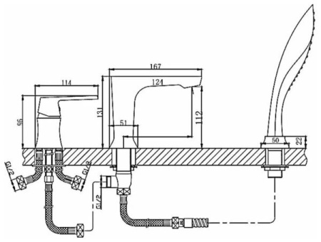 Смеситель на борт ванны Haiba HB80804